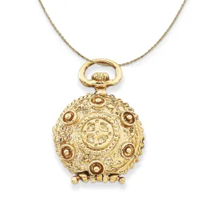 14k Gold 20mm Reversed Vintage Locket Necklace