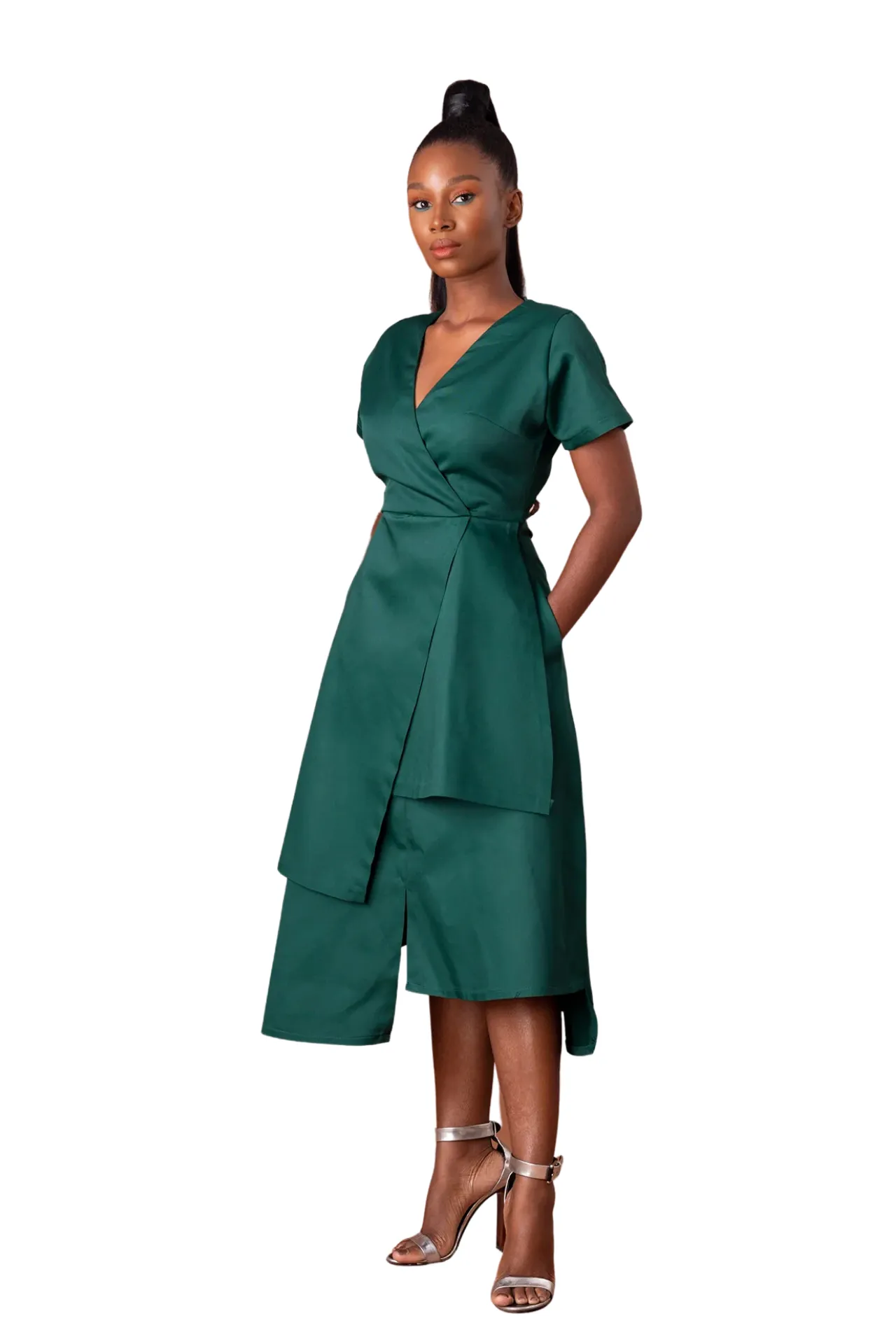 Faux Wrap Asymmetrical Dress