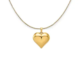 14k Yellow Gold Puffed Heart 35mm Necklace