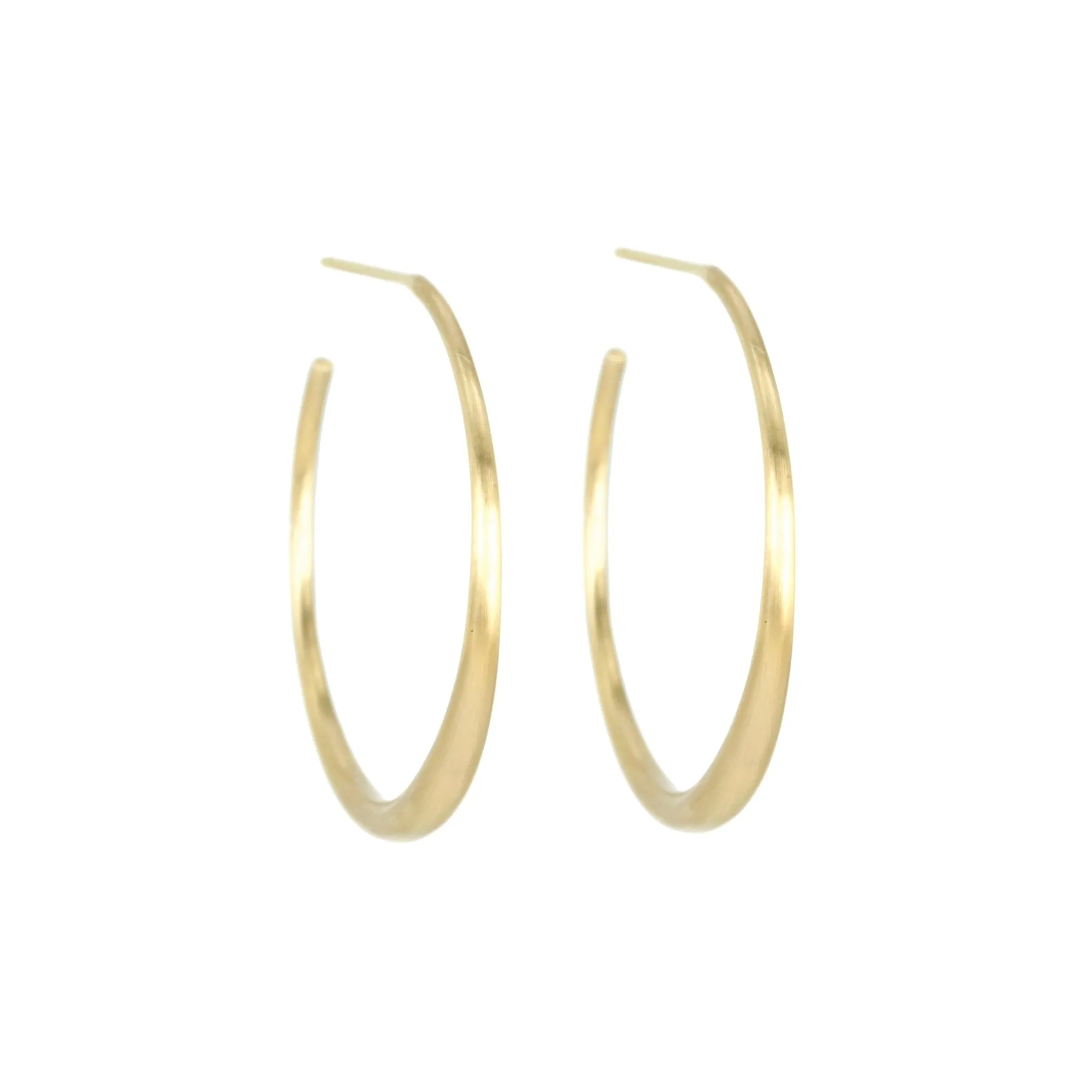 Thin Tapered Hoop Earrings in 18K Gold