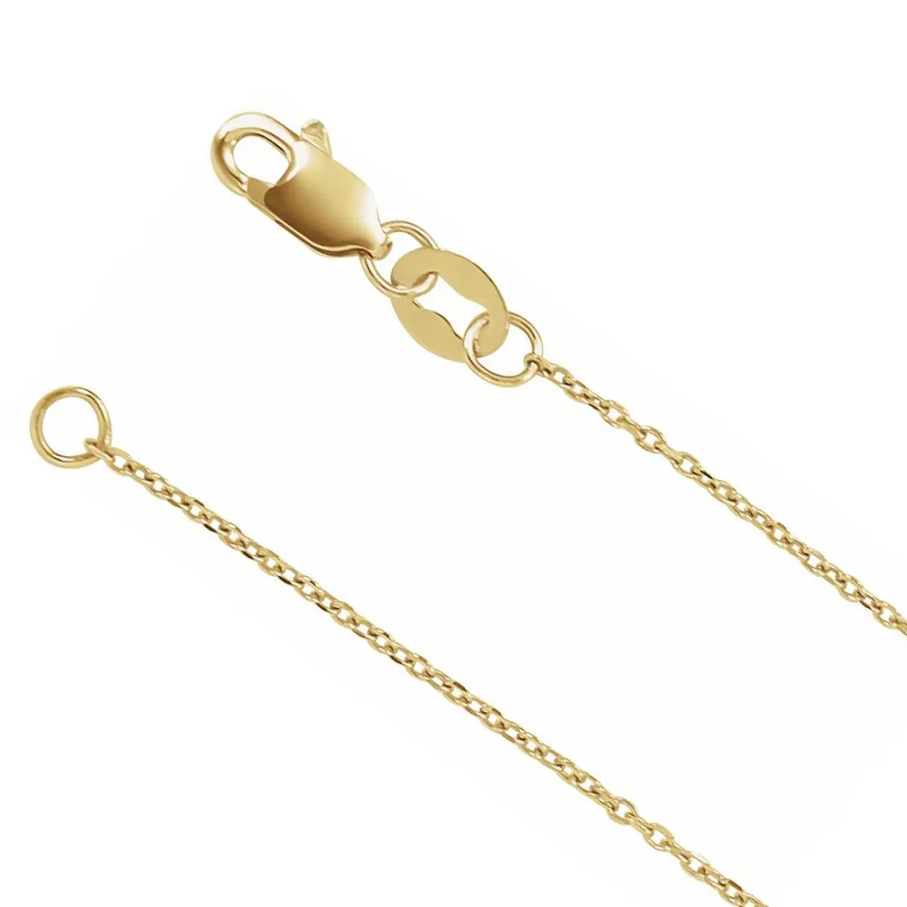 1mm Yellow Gold Diamond-Cut Solid Cable Chain Necklace