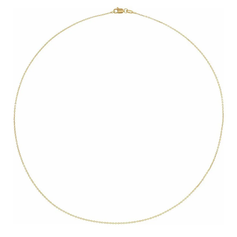 1mm Yellow Gold Diamond-Cut Solid Cable Chain Necklace