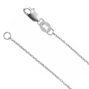 1mm White Gold Diamond-Cut Solid Cable Chain Necklace