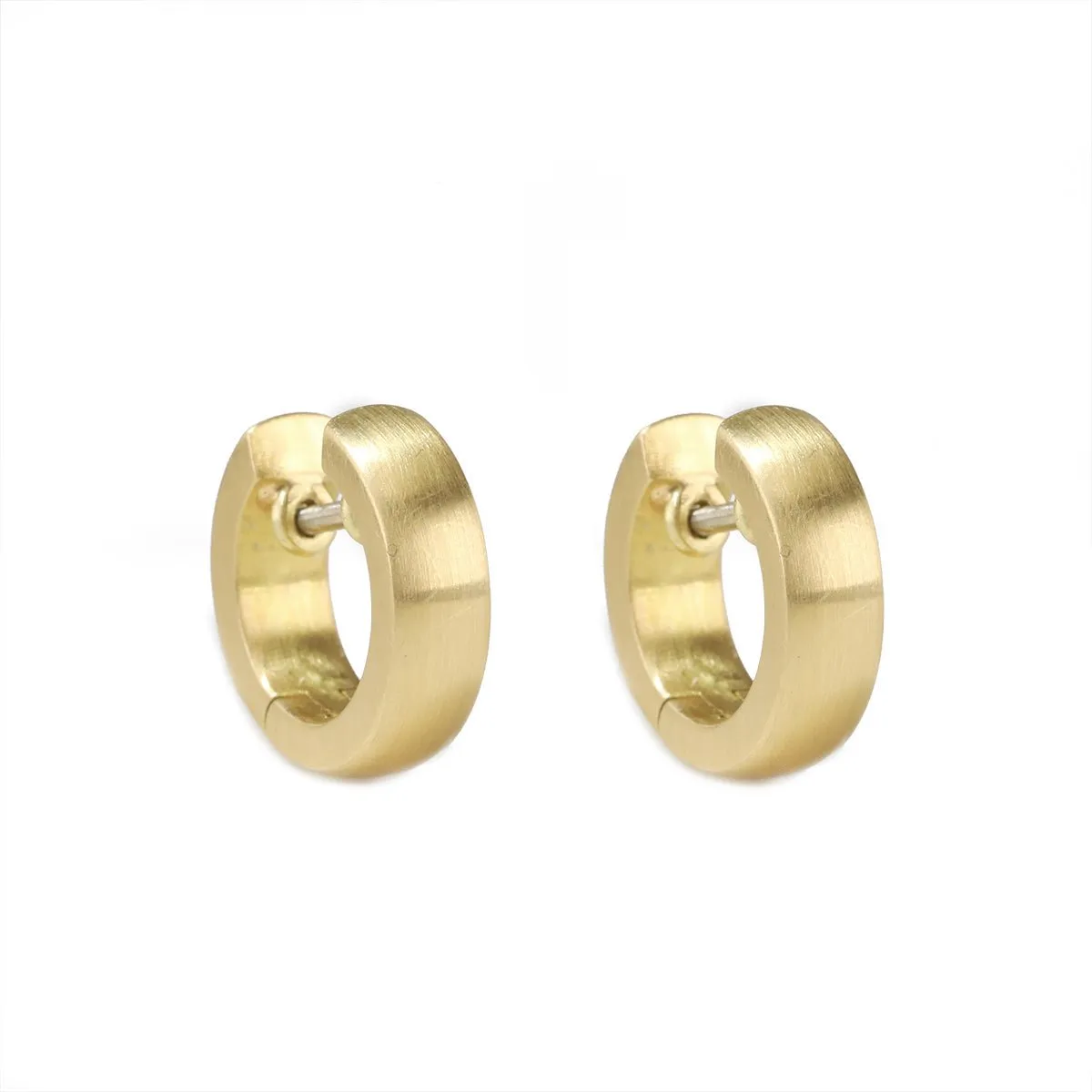 Narrow Huggie Hoops in 20K Gold