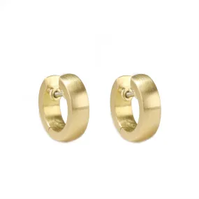 Narrow Huggie Hoops in 20K Gold