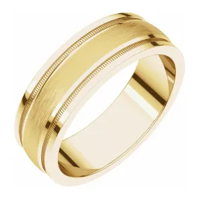 Comfort Fit 6mm Yellow Gold Satin Center Band