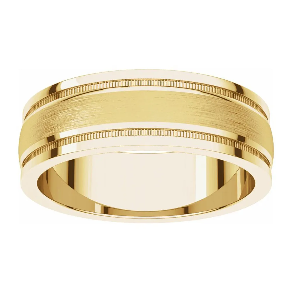 Comfort Fit 6mm Yellow Gold Satin Center Band