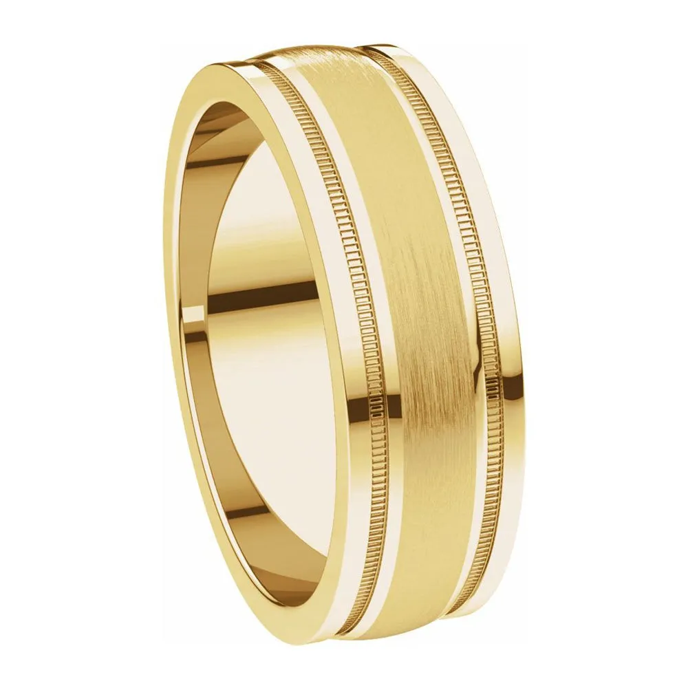 Comfort Fit 6mm Yellow Gold Satin Center Band