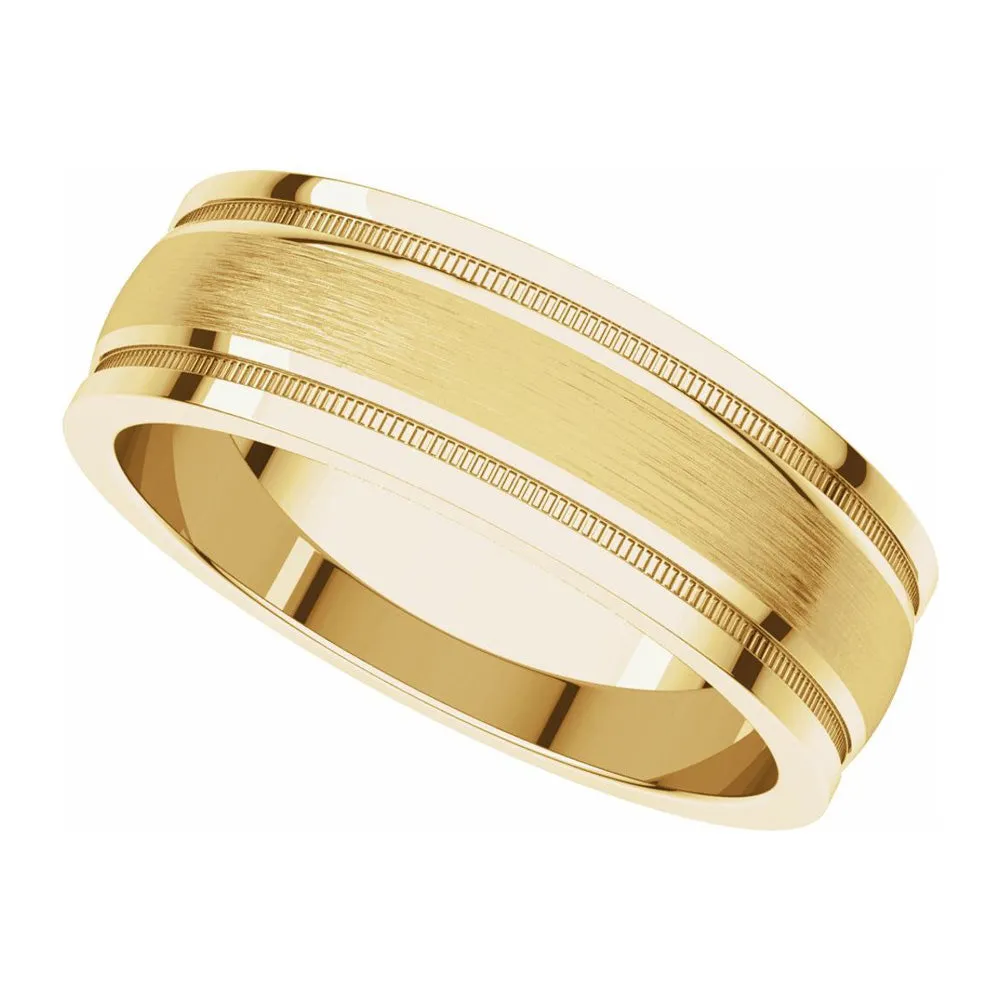 Comfort Fit 6mm Yellow Gold Satin Center Band