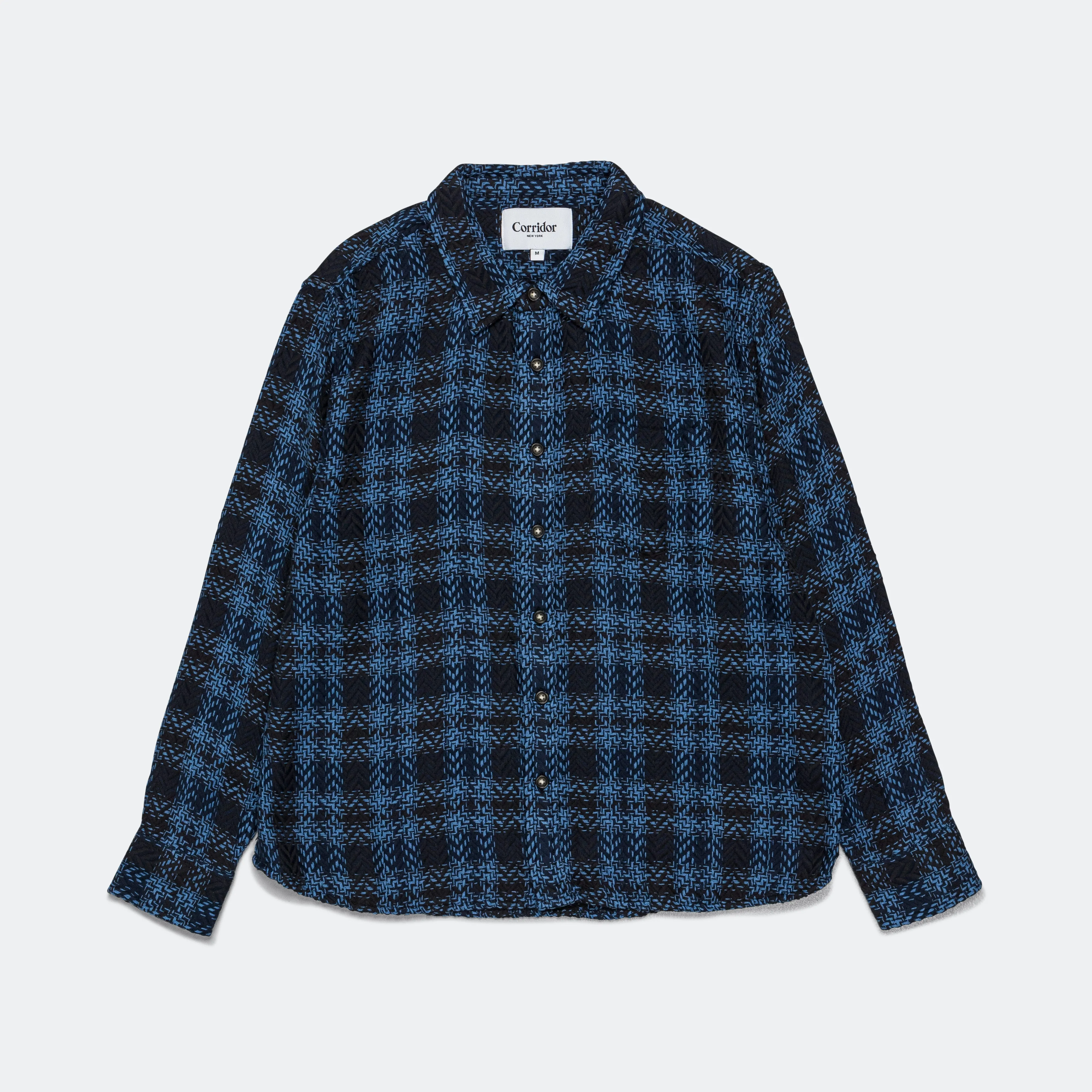 Blue Acid Plaid Cosmic Long Sleeve Shirt