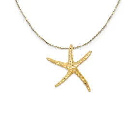 Yellow Gold Pencil Starfish Necklace