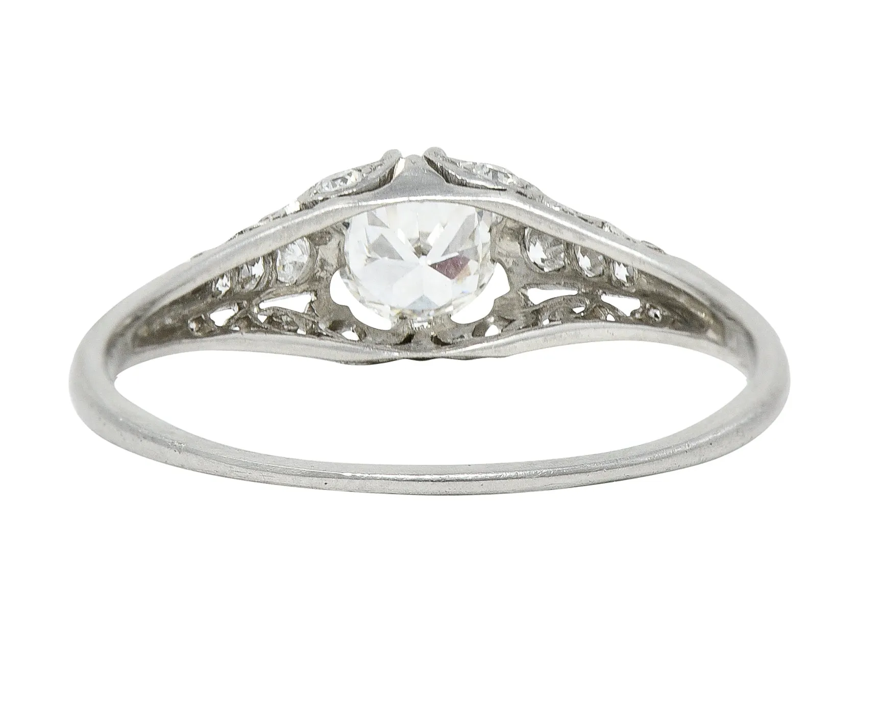 1920's Art Deco Engagement Ring by J. E. Caldwell & Co. with 0.56 CTW Old European Cut Diamond and Scrolling Vine Design