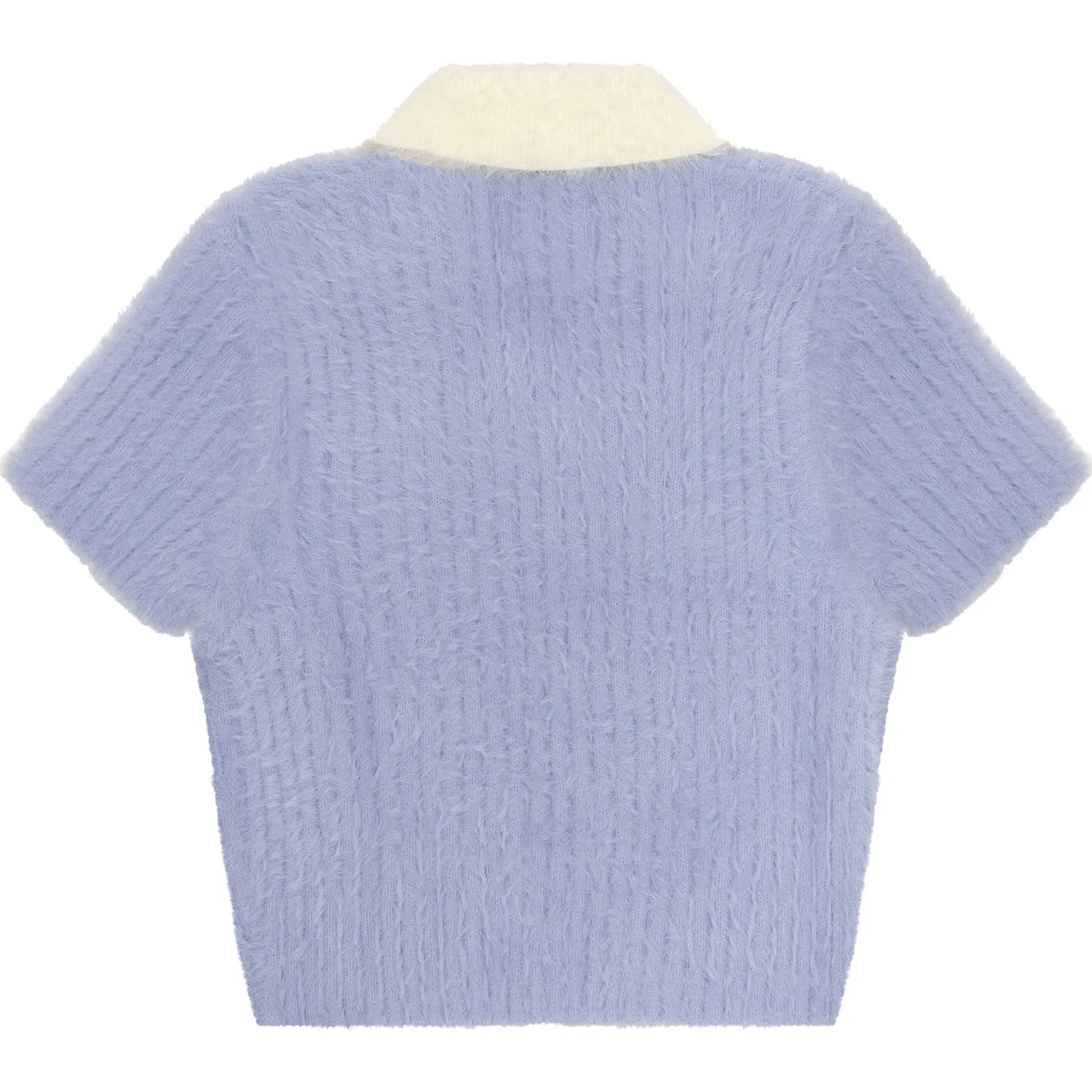 Ribbed Cropped Polo Knit Top for Ladies