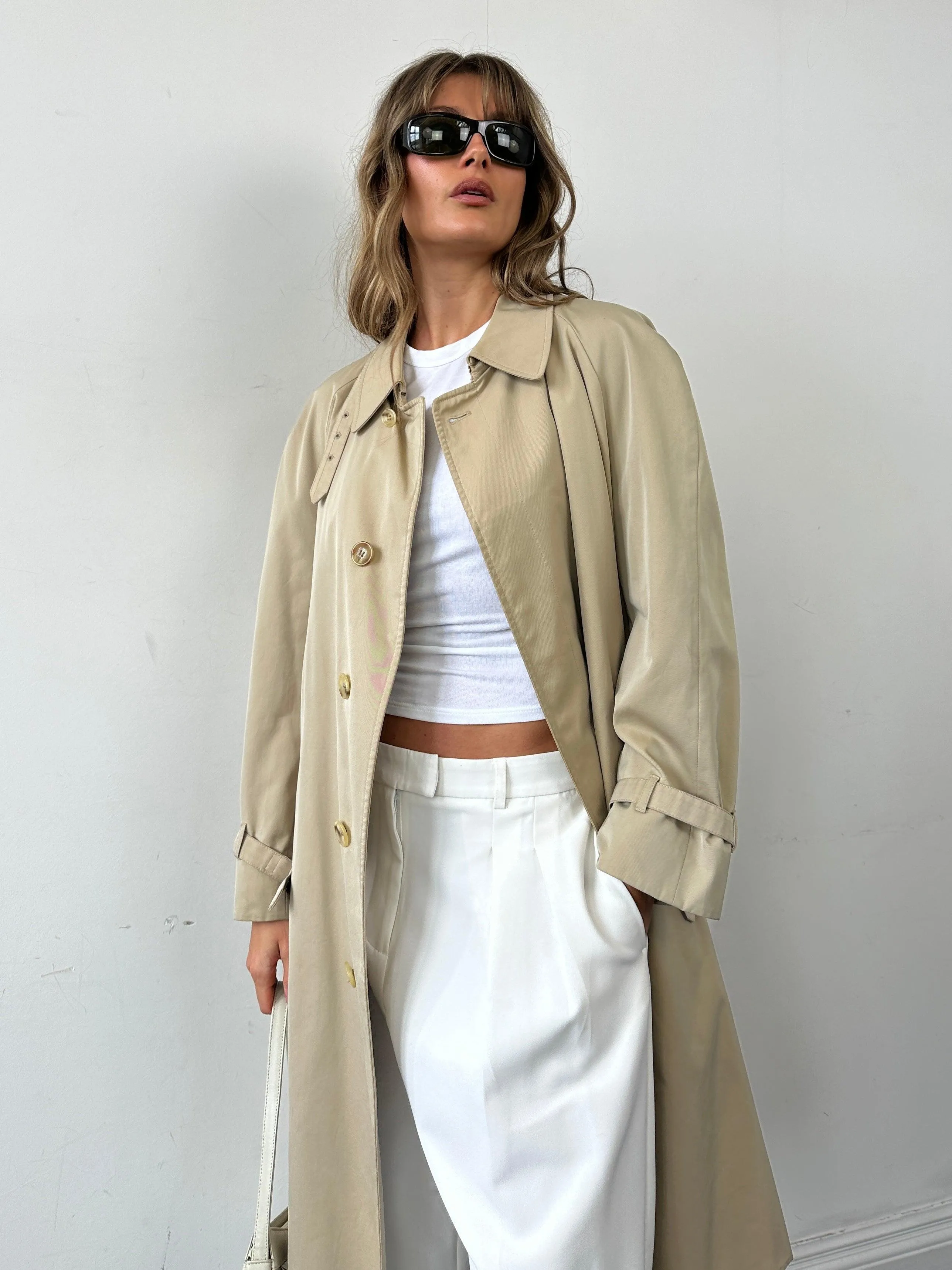 Aquascutum Pure Cotton Concealed Placket Belted Trench Coat L