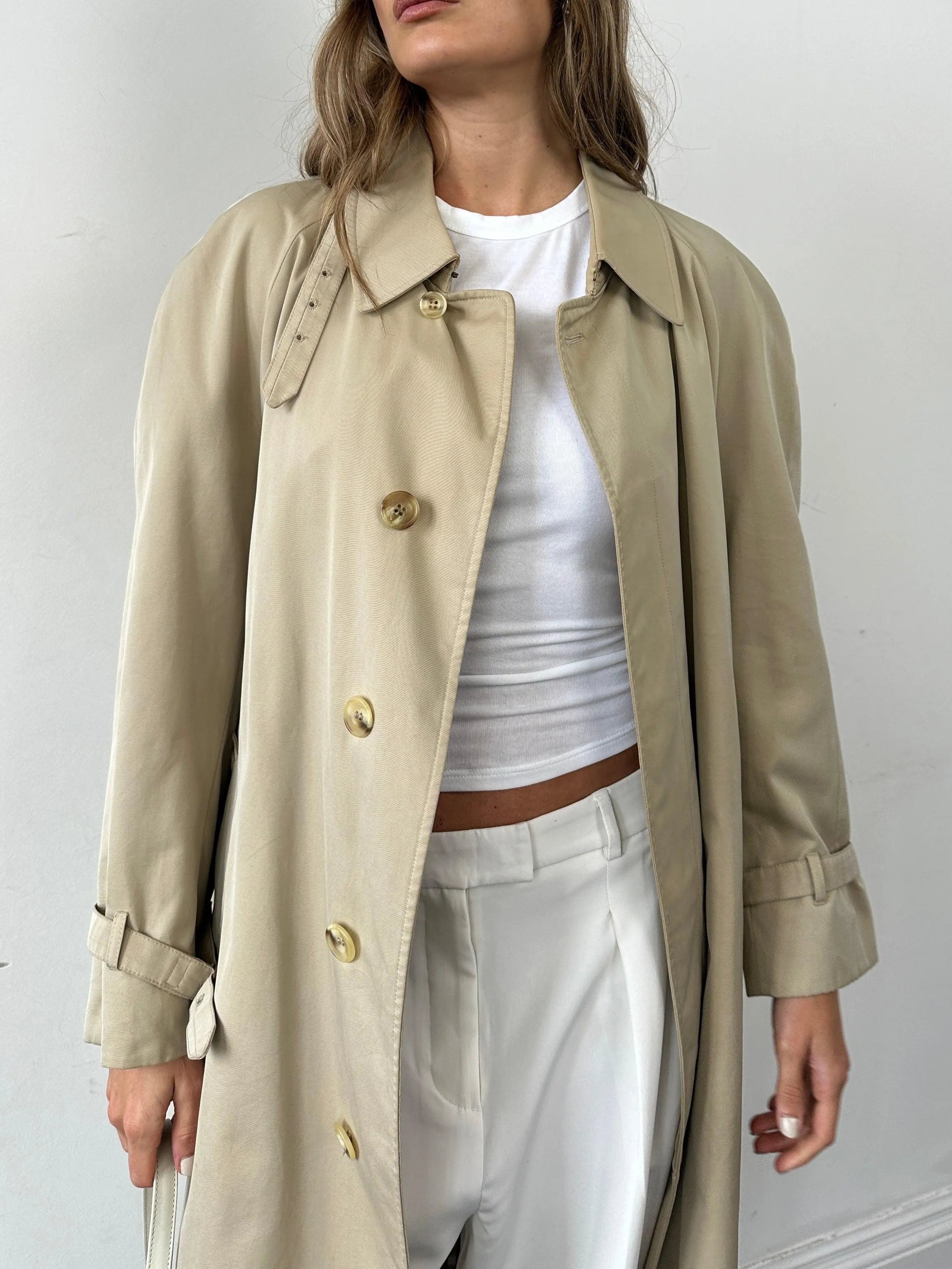 Aquascutum Pure Cotton Concealed Placket Belted Trench Coat L