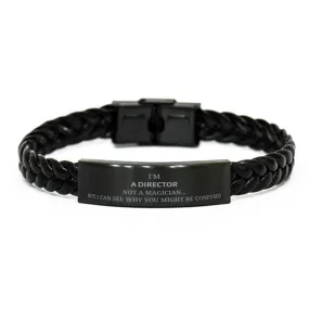 Sarcastic Braided Leather Bracelet for Directors - Cool Birthday or Christmas Gift for Men