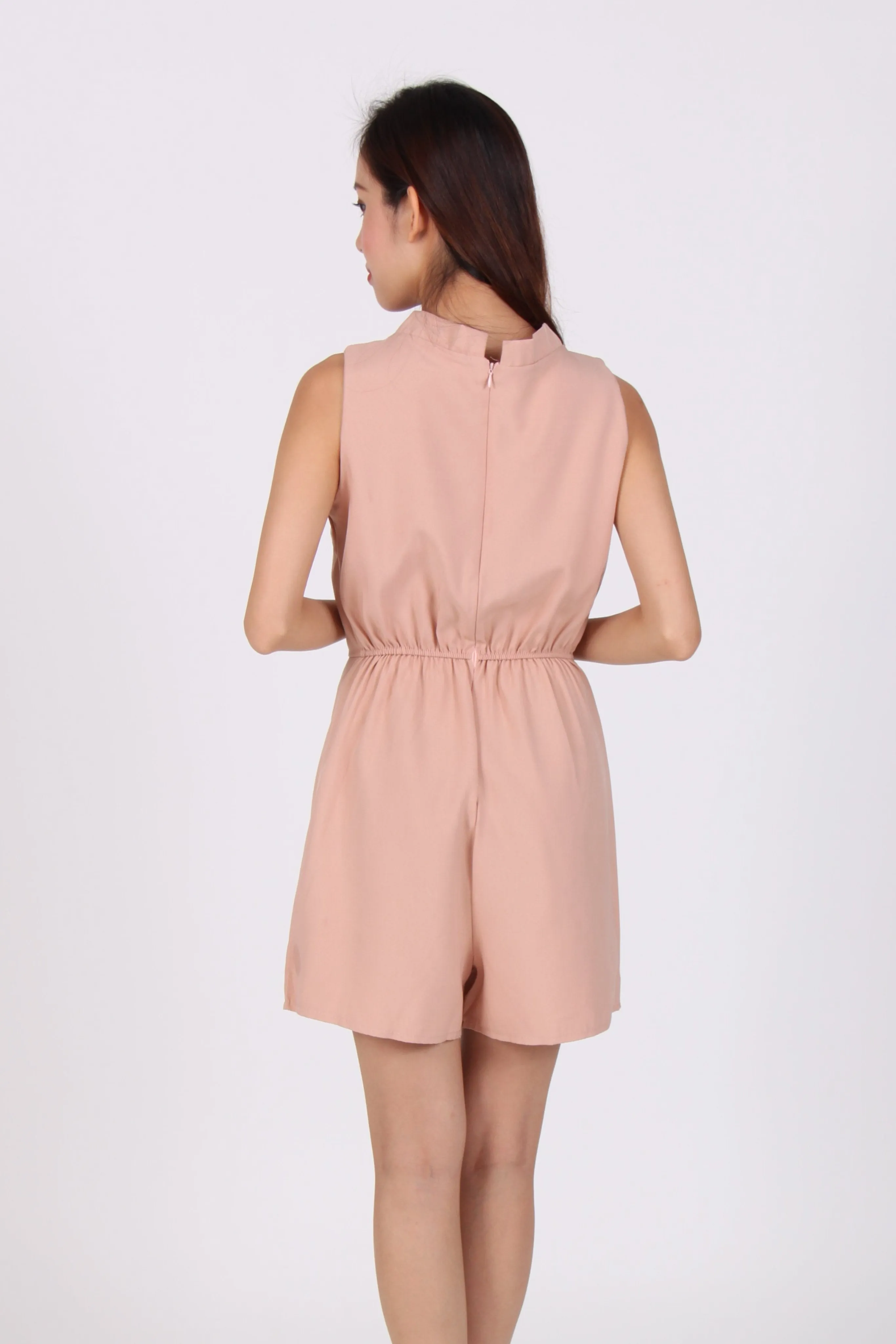 Beige Deep V Layer Romper