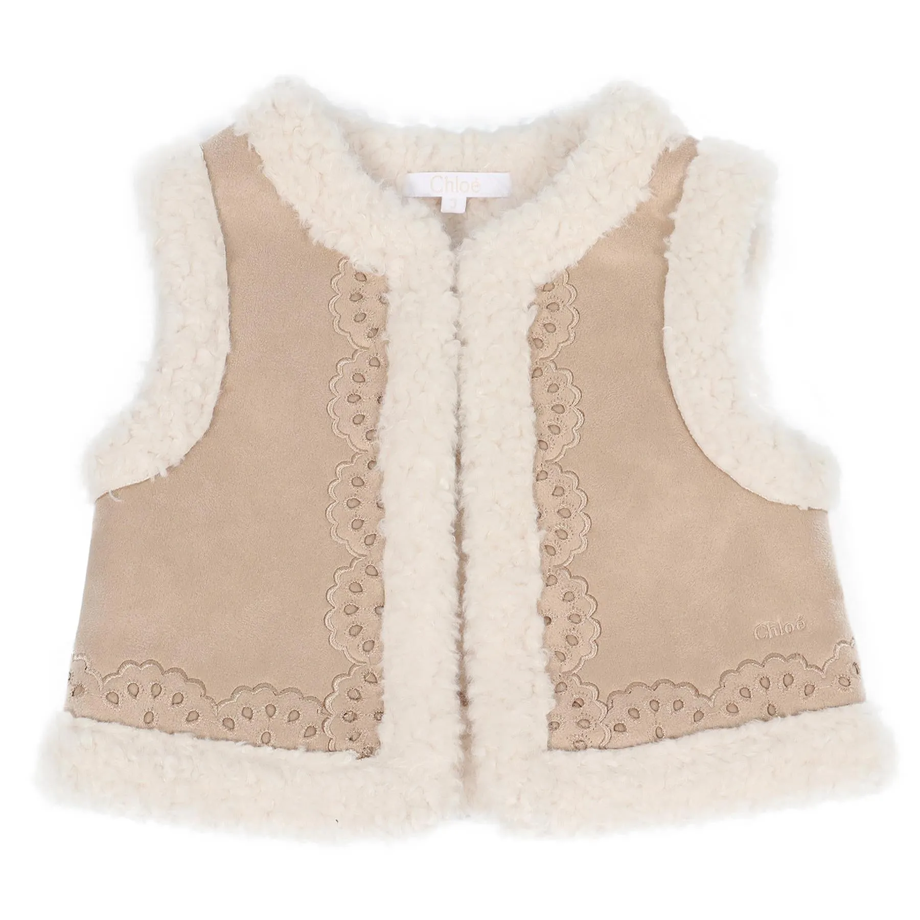 Girls' Beige Faux Shearling Vest