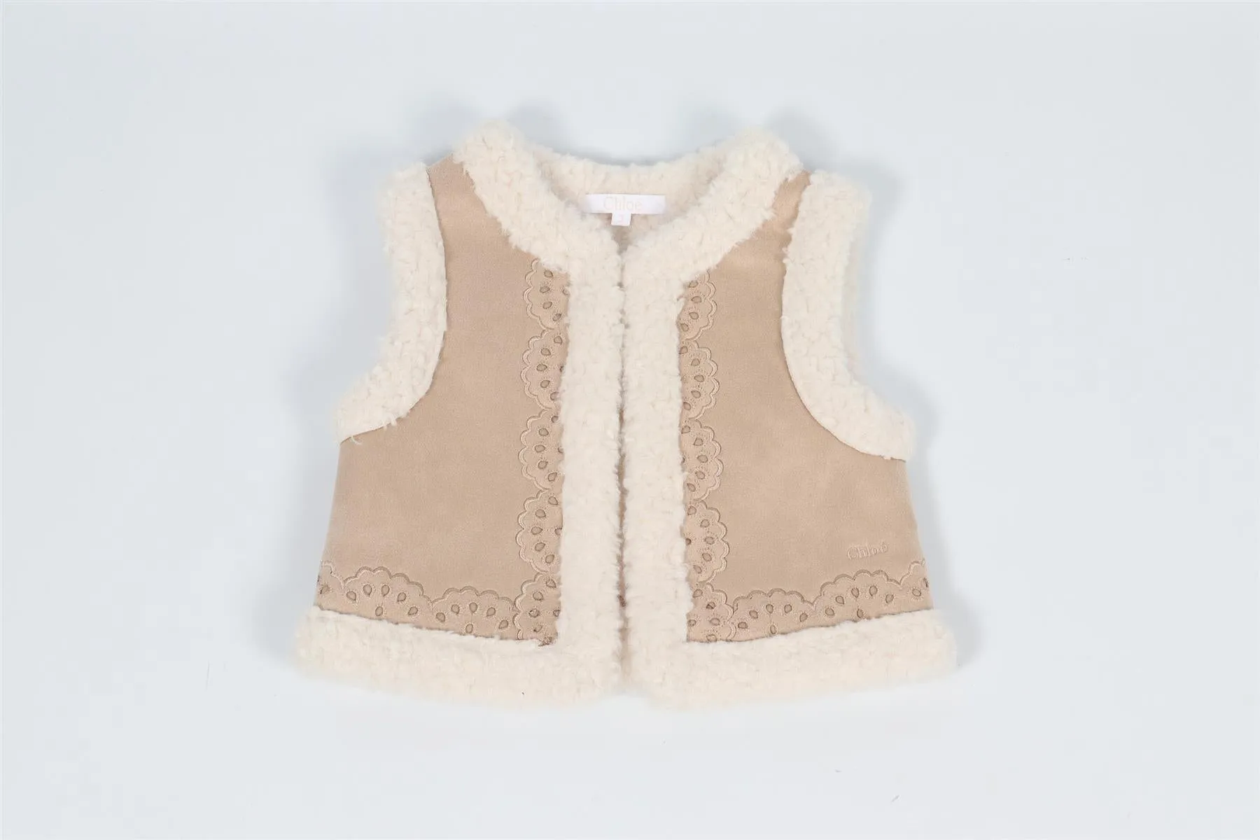 Girls' Beige Faux Shearling Vest