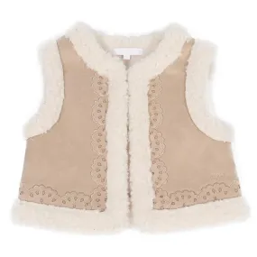 Girls' Beige Faux Shearling Vest