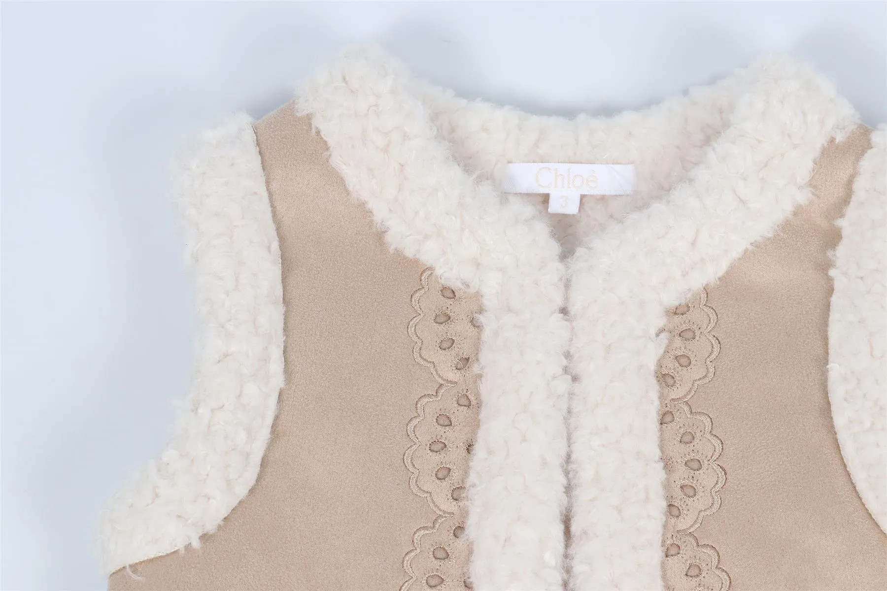 Girls' Beige Faux Shearling Vest