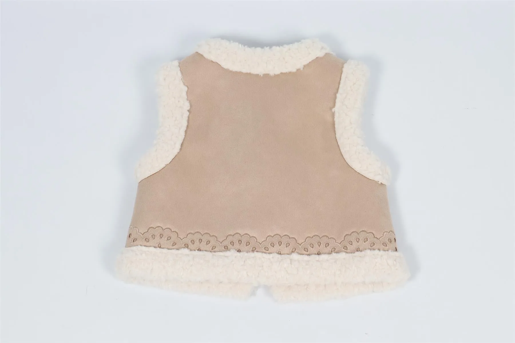 Girls' Beige Faux Shearling Vest