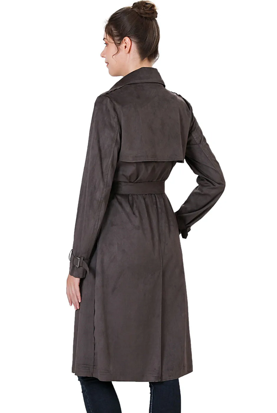 Charlotte Long Suede Trench Coat for Women by BGSD