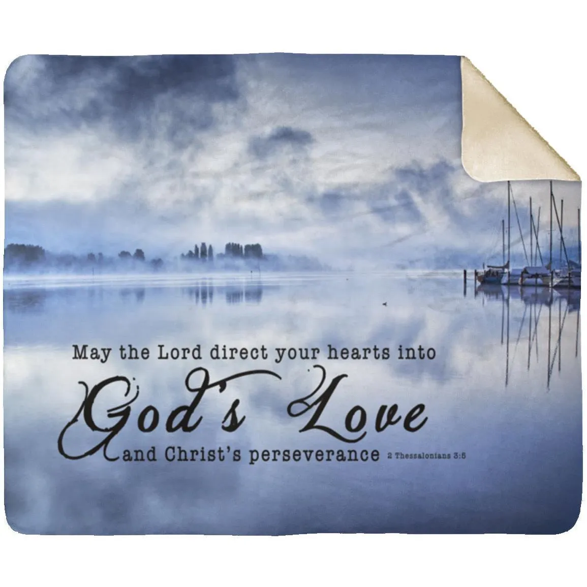 Bible Verses Love of God Premium Sherpa Mink Blanket 2 Thessalonians 3:5