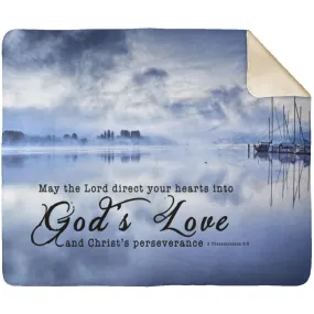 Bible Verses Love of God Premium Sherpa Mink Blanket 2 Thessalonians 3:5