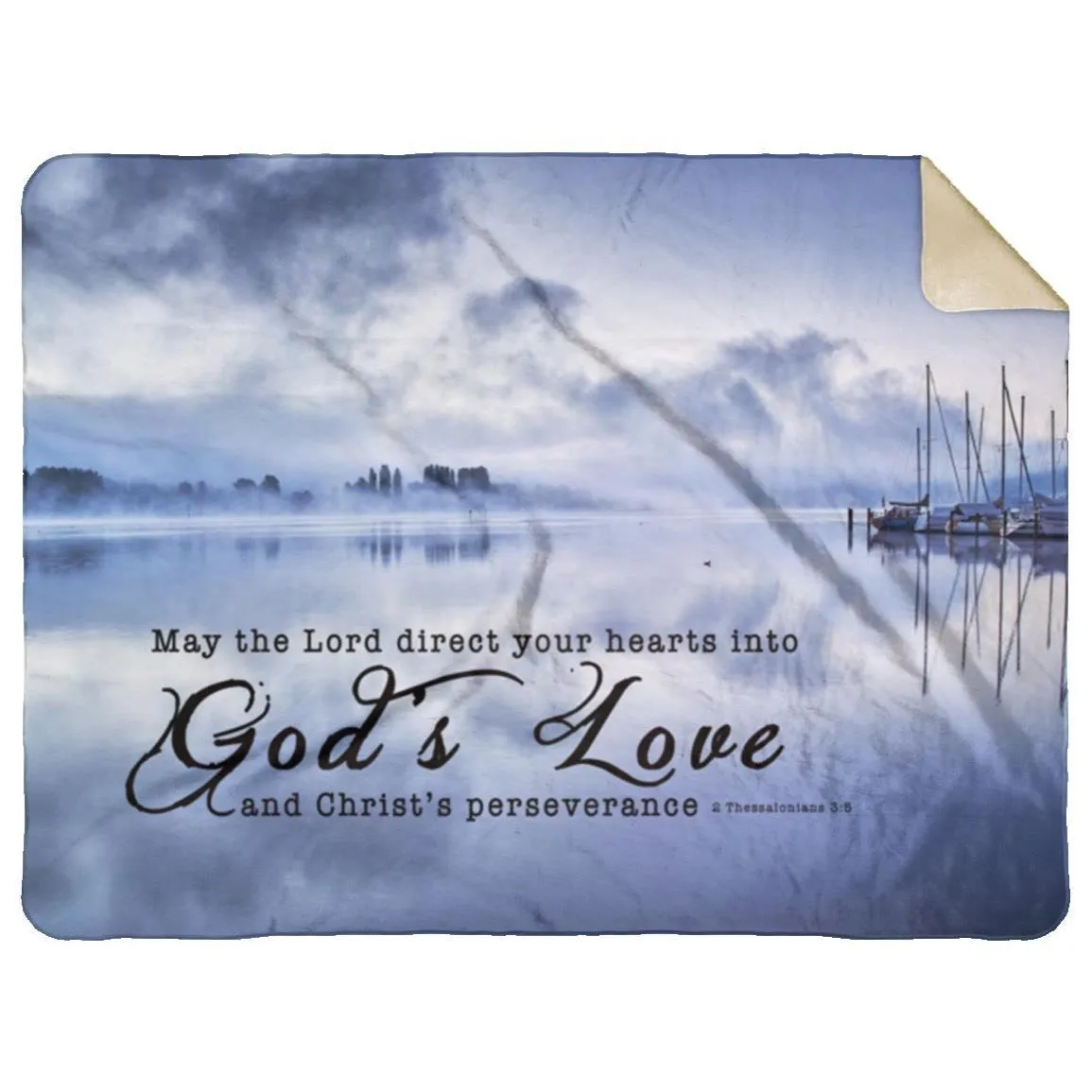 Bible Verses Love of God Premium Sherpa Mink Blanket 2 Thessalonians 3:5