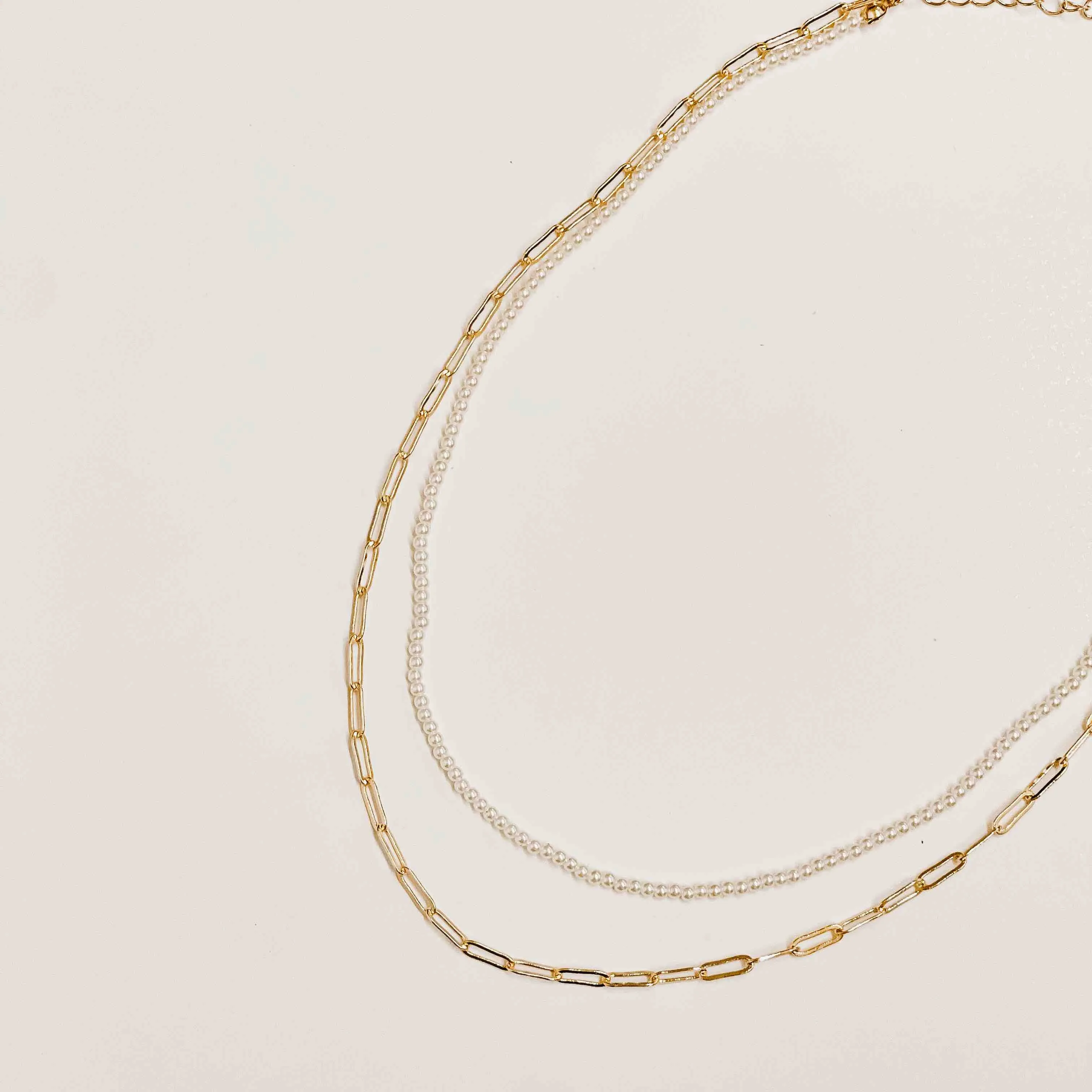 Pearl Layered Chain Necklace