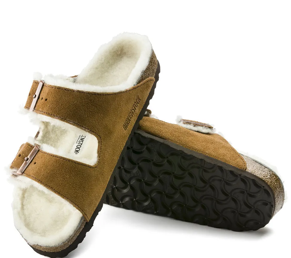 Mink Shearling Fur Suede Leather Birkenstock Arizona