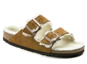 Mink Shearling Fur Suede Leather Birkenstock Arizona