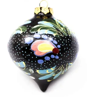 Black Ceramic Tear Drop Ornament with Swash Design