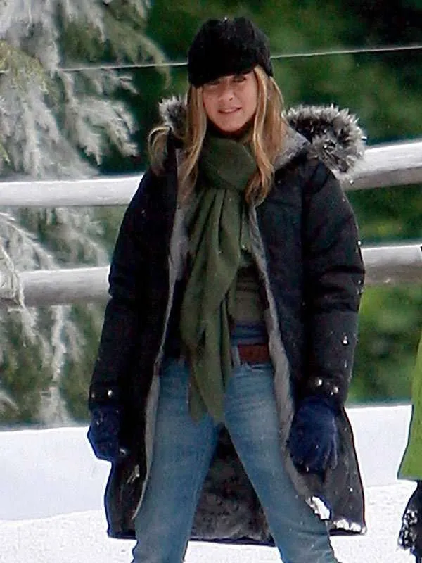 Jennifer Aniston Black Cotton Coat