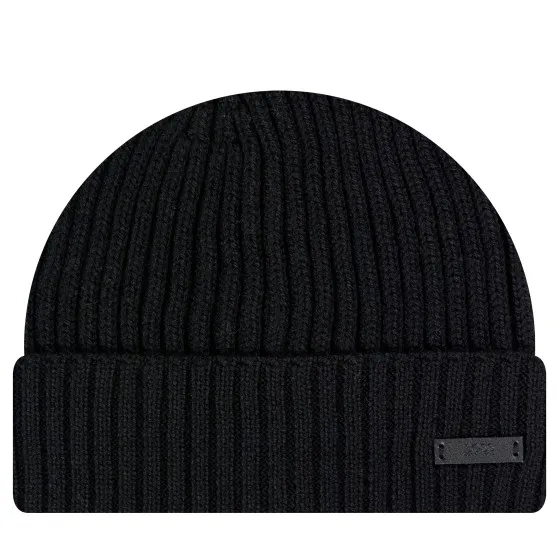 Knitted Black Beanie by HUGO BOSS;