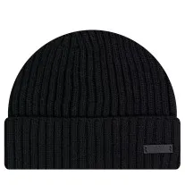 Knitted Black Beanie by HUGO BOSS;