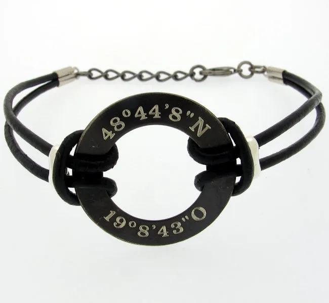 Customizable Black Leather Wristband