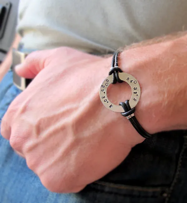 Customizable Black Leather Wristband