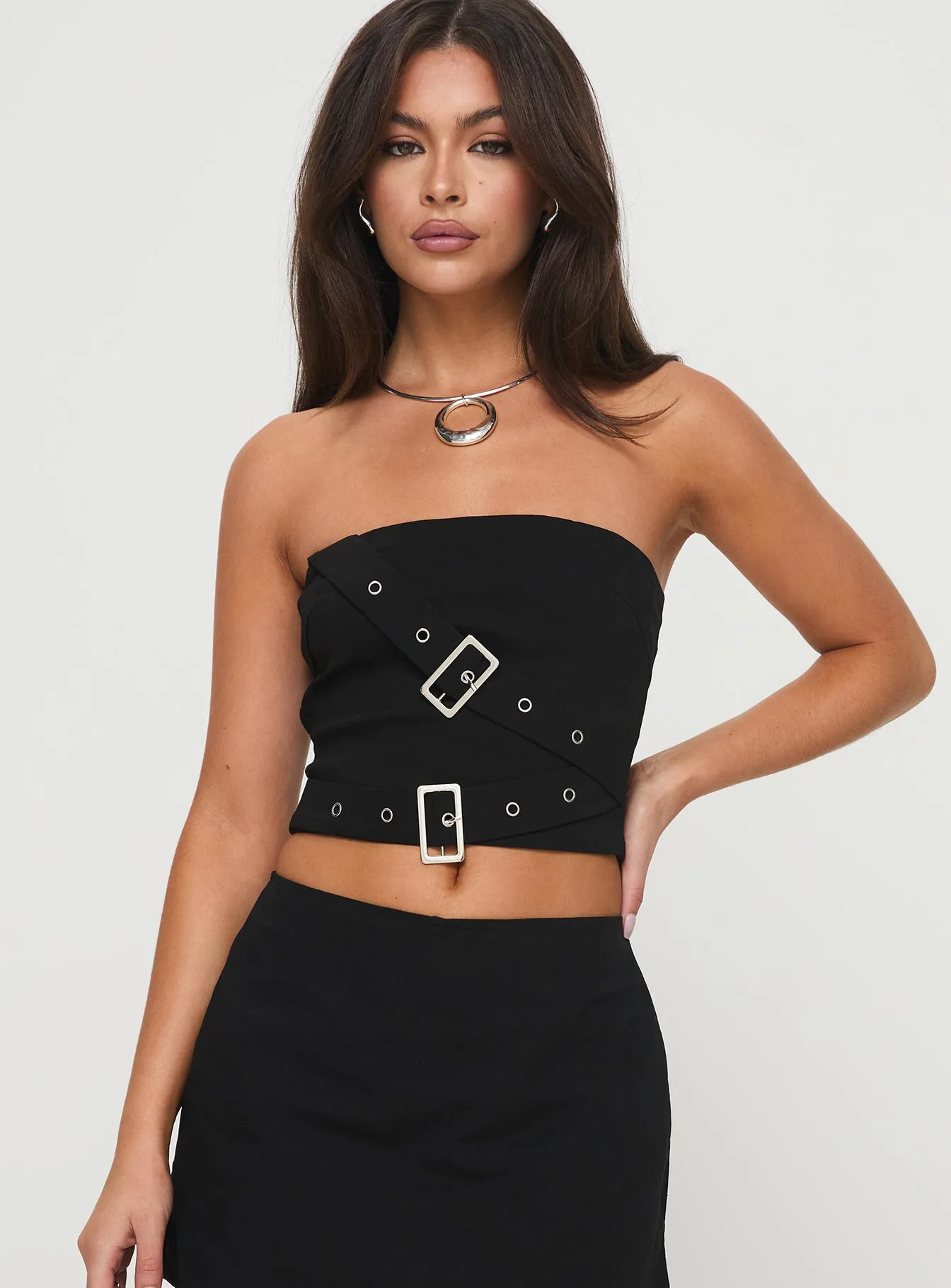 Black Strapless Top by Haliman