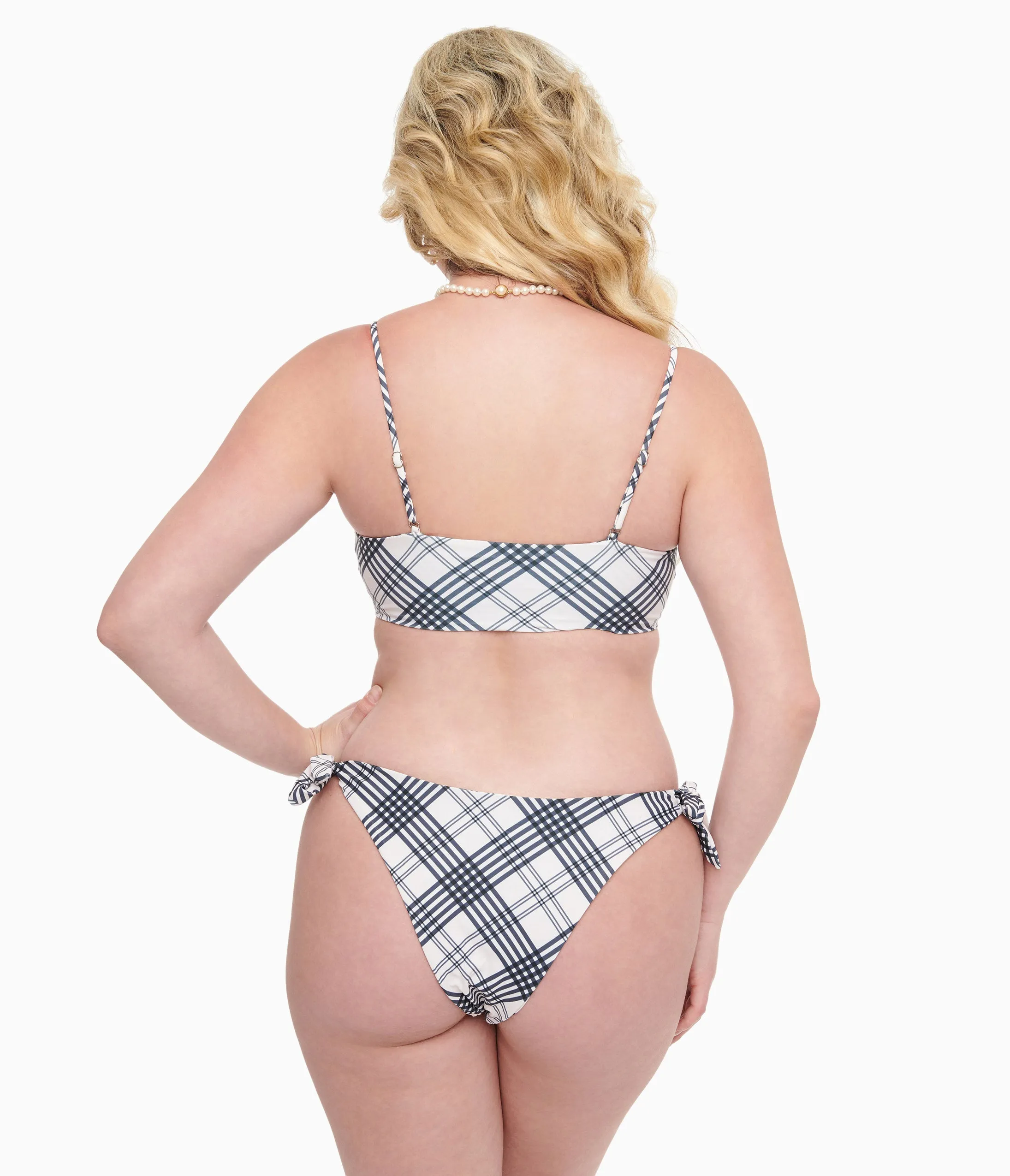 Plaid Two Piece Swim Set in Black & White