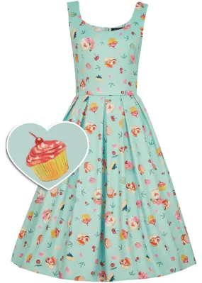 Blue 50's Swing Dress with Afternoon Tea Design by Dolly & Dotty Amanda