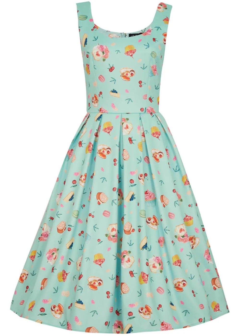 Blue 50's Swing Dress with Afternoon Tea Design by Dolly & Dotty Amanda