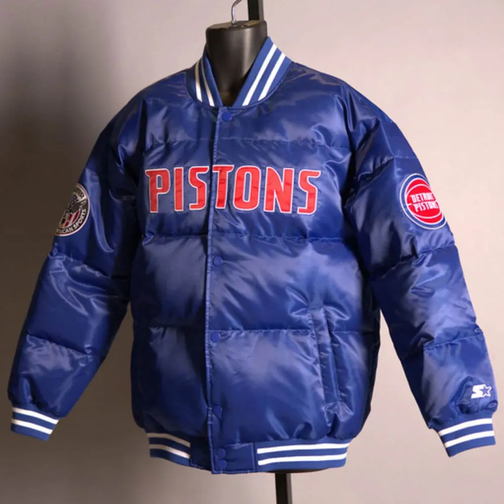 Blue Down Bubble Jacket for Detroit Pistons fans