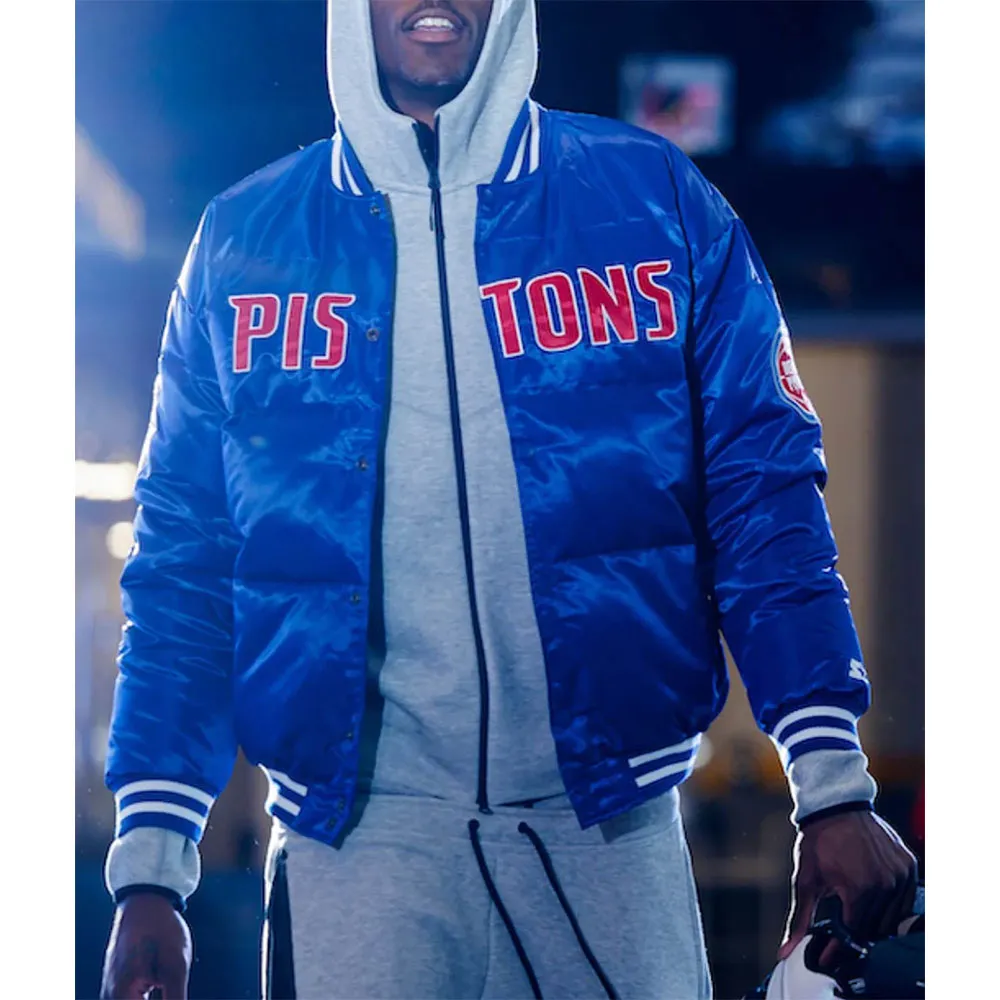 Blue Down Bubble Jacket for Detroit Pistons fans