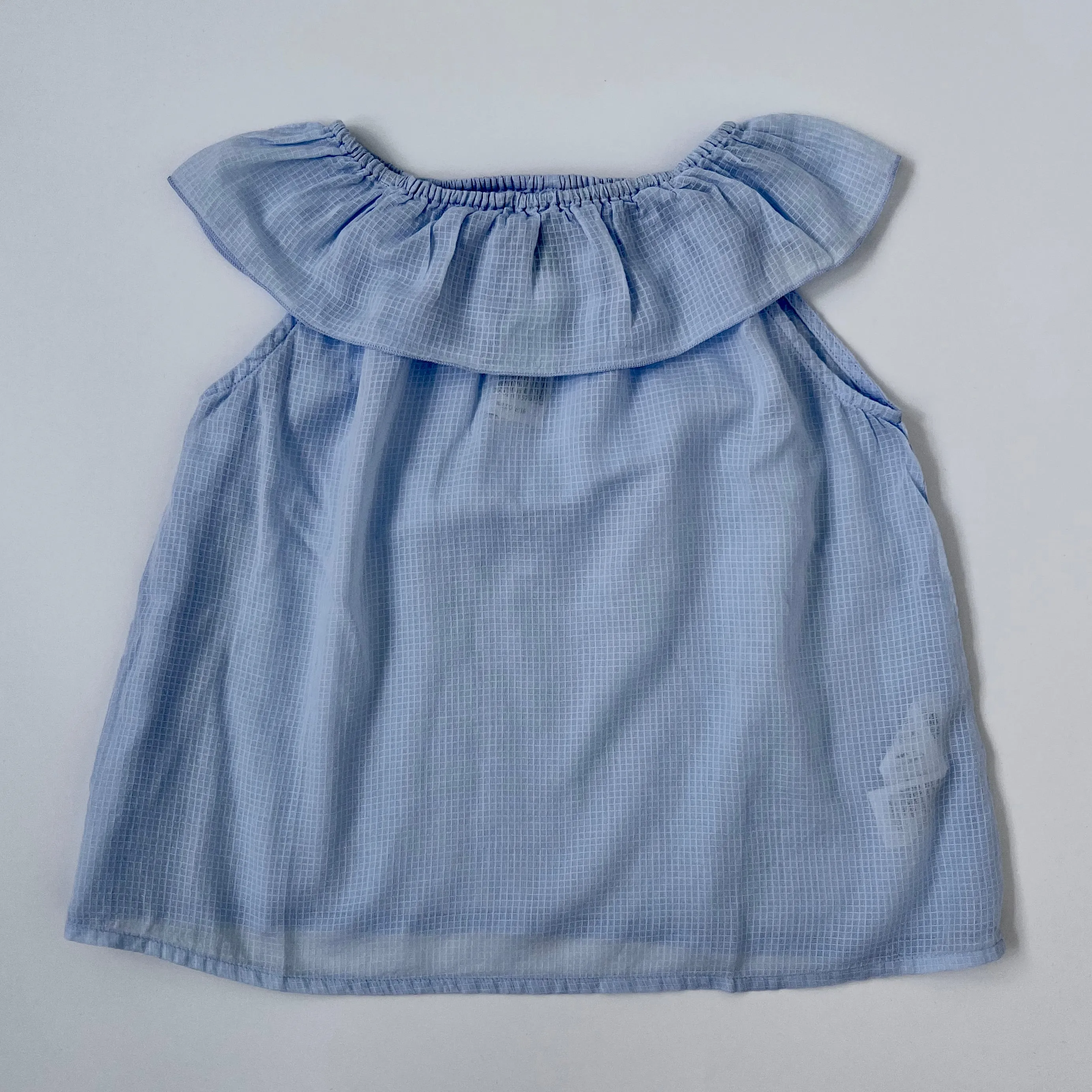 Pale Blue Summer Blouse With Frill: 6 & 8 Years