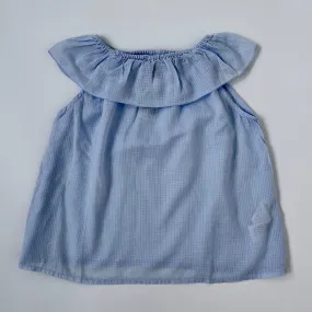 Pale Blue Summer Blouse With Frill: 6 & 8 Years