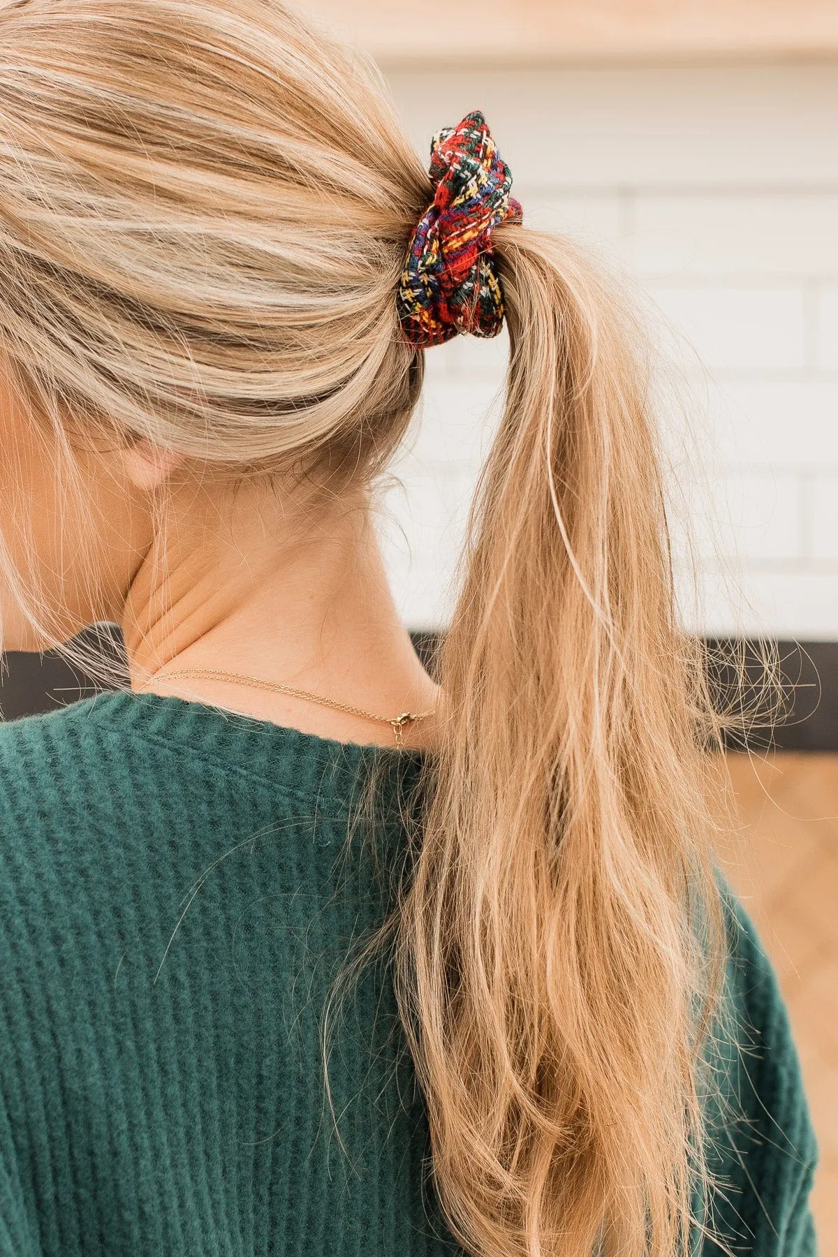 Red Plaid Holiday Cheer Scrunchie