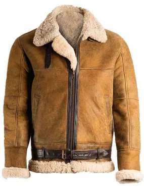 B3 Shearling Aviator Jacket in Brown by New American Jackets