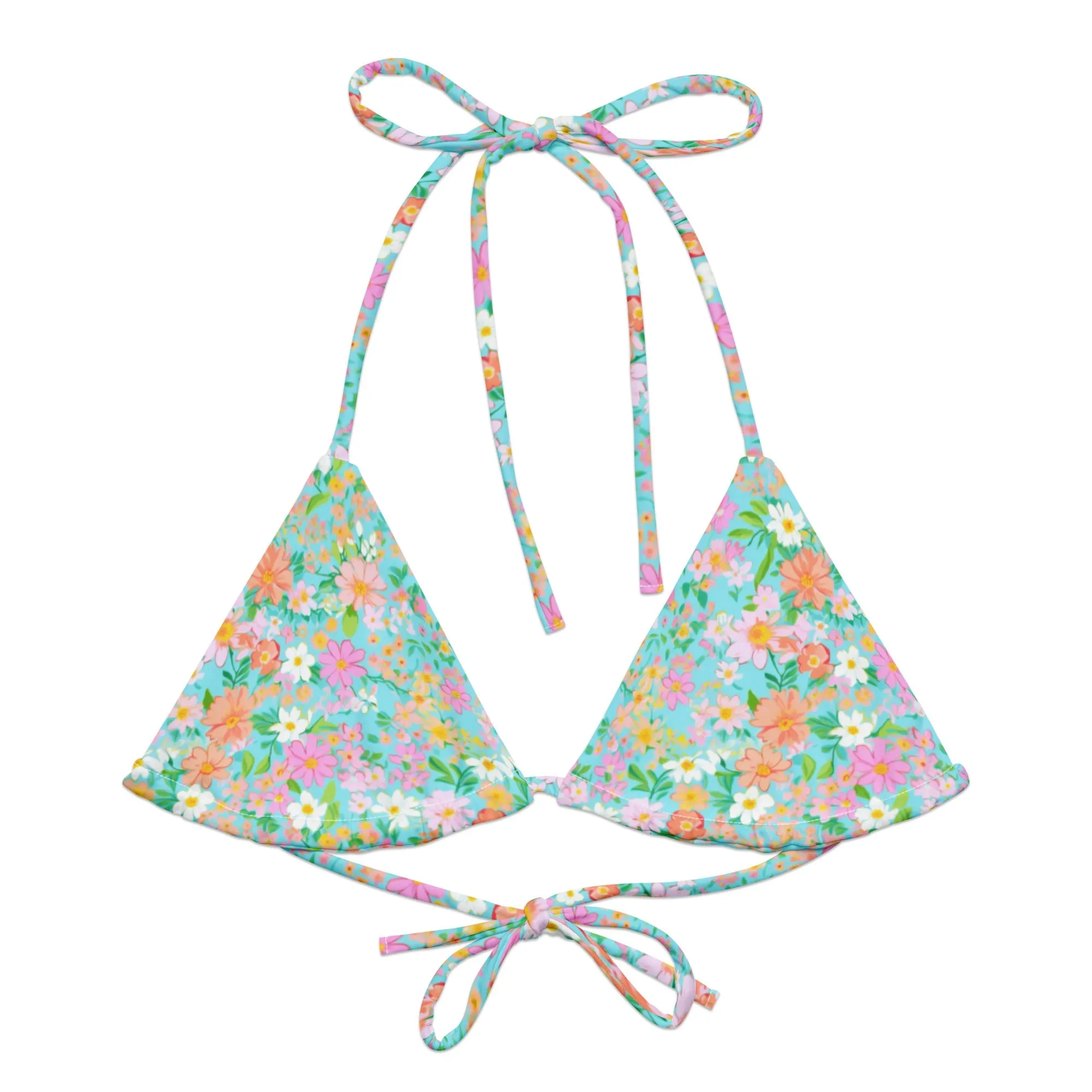 CAICOS FLORALS ECO Triangle String Bikini Top